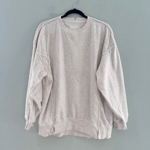 Aerie Oversized Distressed Crewneck Sweatshirt Terrycloth XS